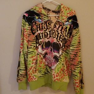 Men's Christian Audigier Skull Hoodie